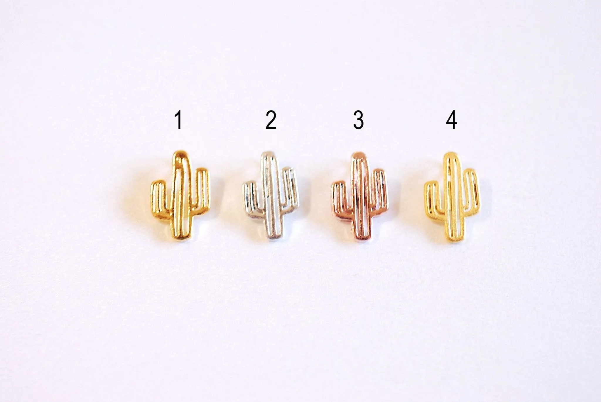 Matte Gold Wholesale Cactus Charm- Vermeil Gold Cactus Charm, Gold Cactus Charm, Gold Cacti Charm, Desert Plant Cactus, Gold Succulent Charm, 132