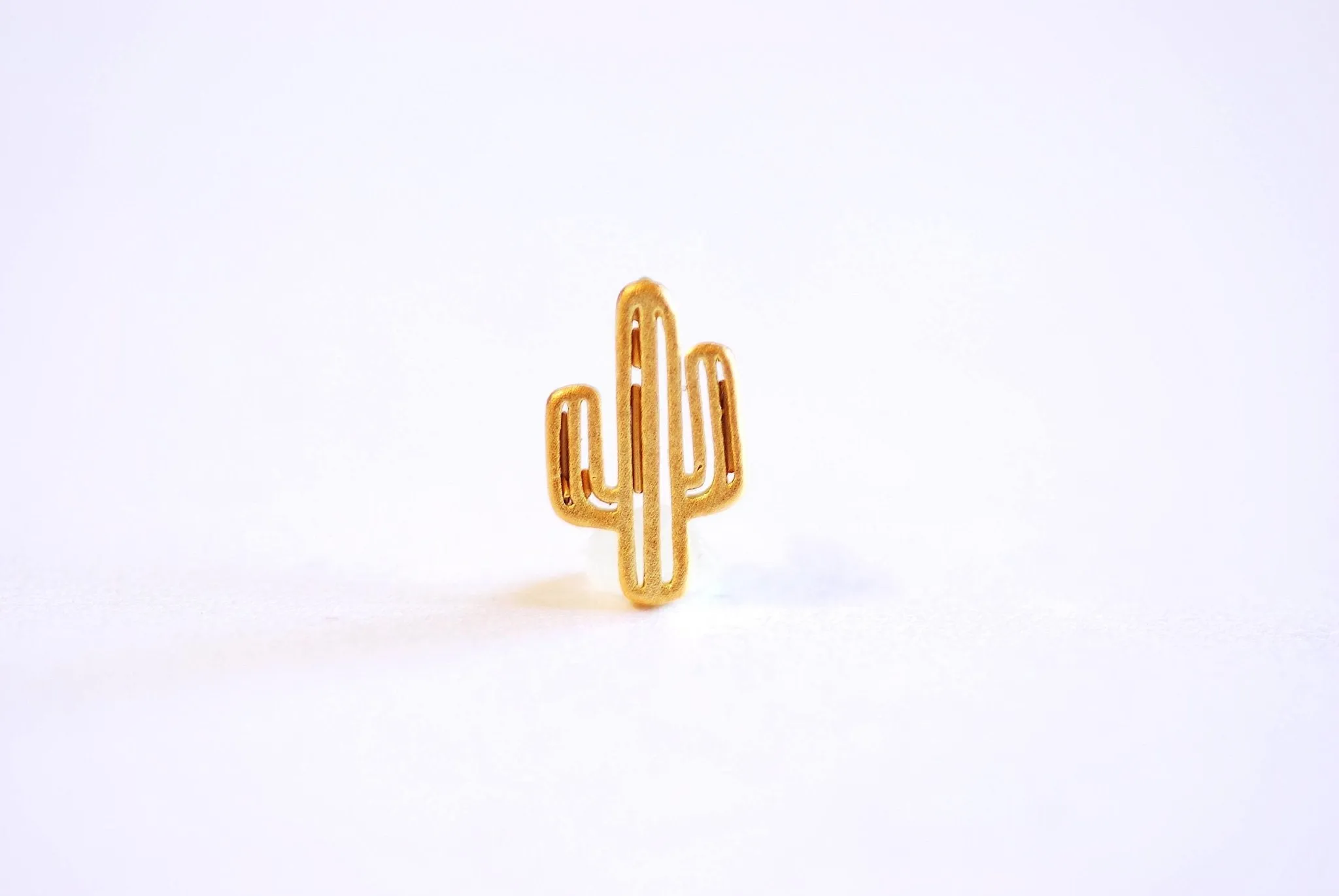 Matte Gold Wholesale Cactus Charm- Vermeil Gold Cactus Charm, Gold Cactus Charm, Gold Cacti Charm, Desert Plant Cactus, Gold Succulent Charm, 132