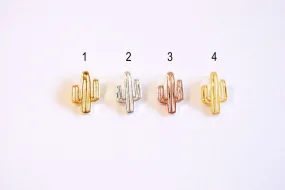 Matte Gold Wholesale Cactus Charm- Vermeil Gold Cactus Charm, Gold Cactus Charm, Gold Cacti Charm, Desert Plant Cactus, Gold Succulent Charm, 132