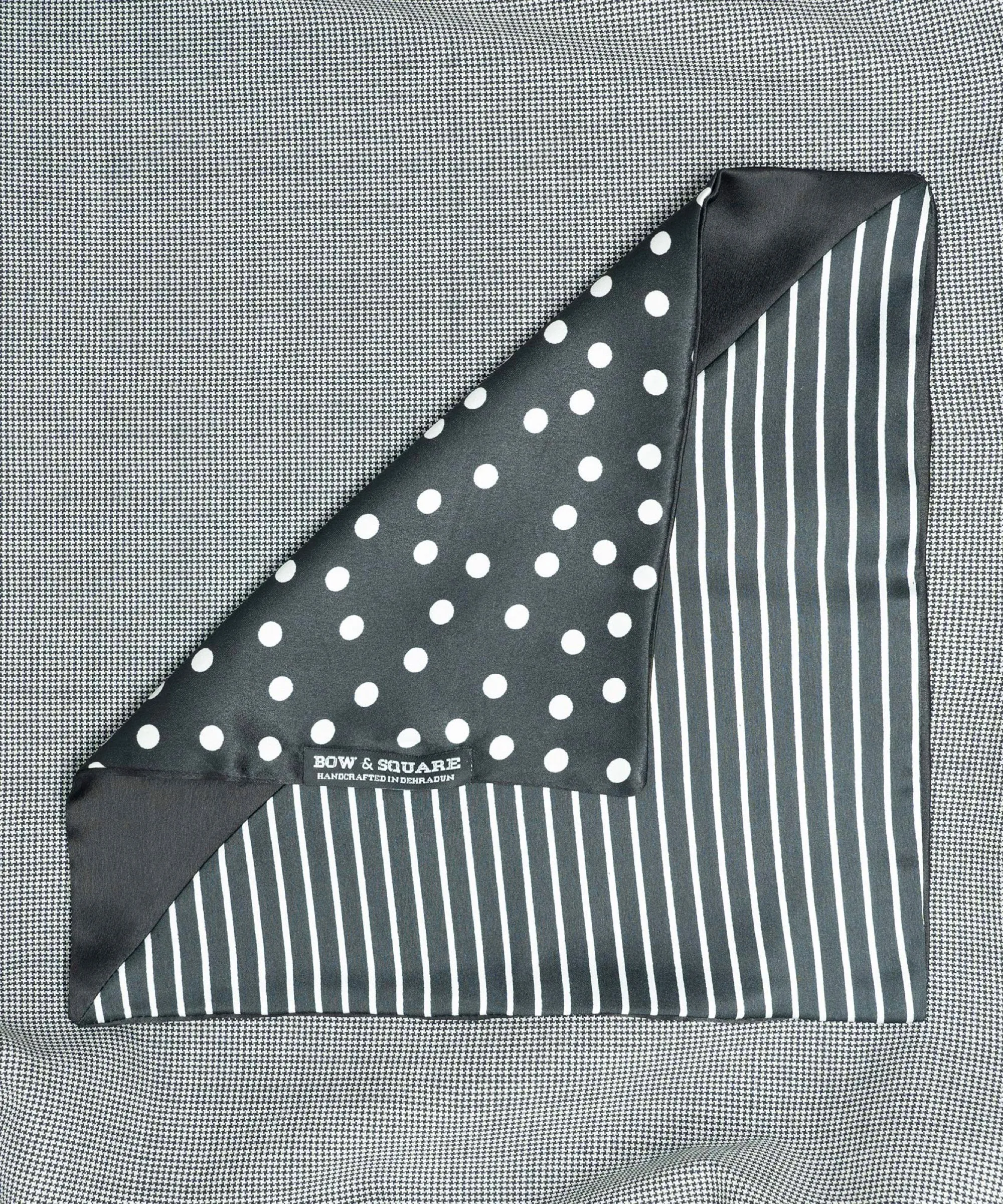 Monochrome  Black Pocket Square