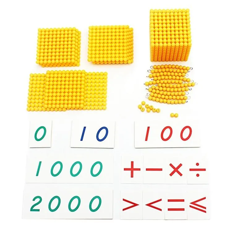 Montessori Materials Bead Math Toy Gold Beads Symbols With Trays Decimal Bank Game Decimals Learning for Preschool Student Gift