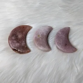 One DREAMY Pink Amethyst small Crescent Moon Carving