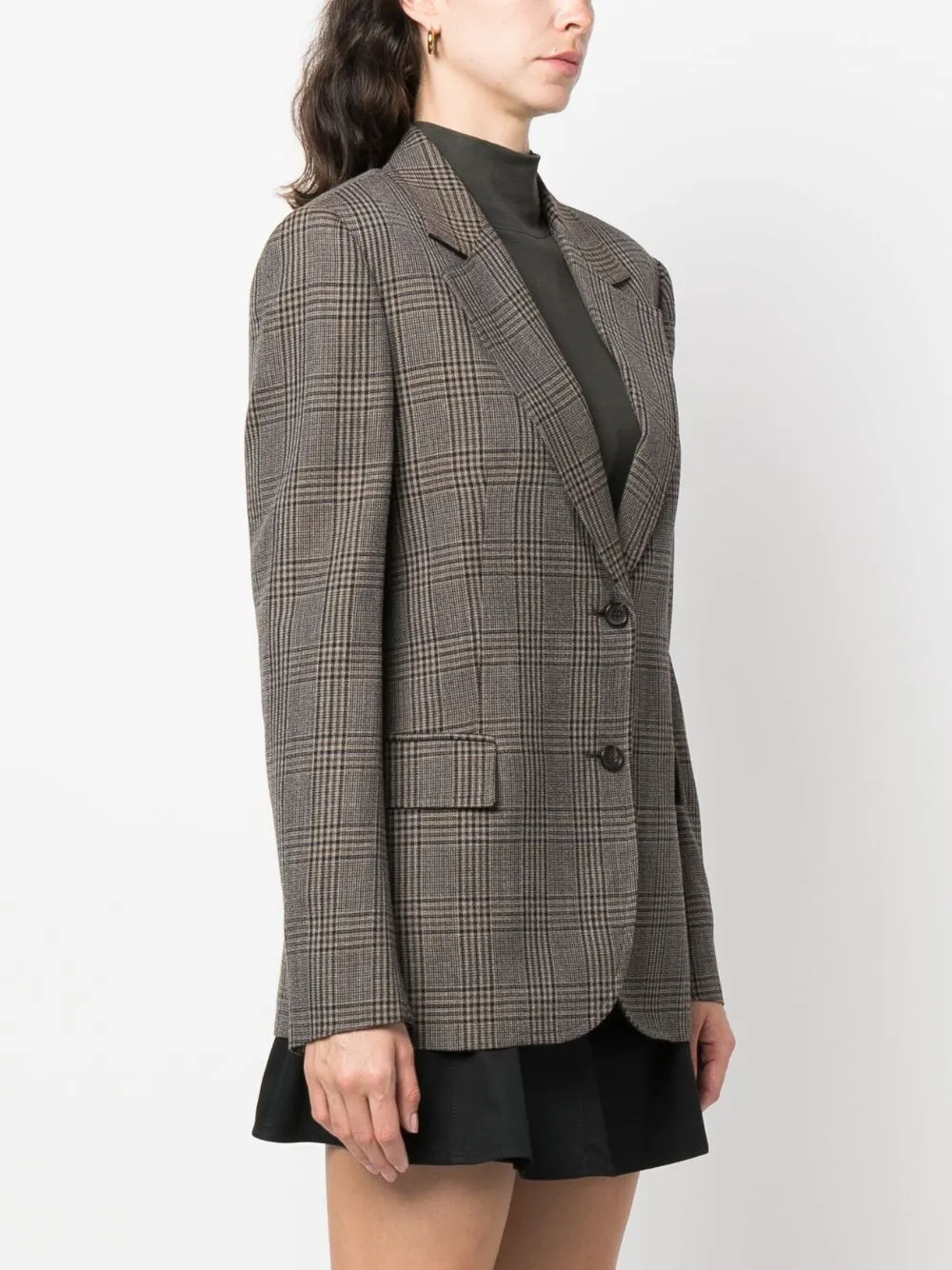 PLAID-CHECK SINGLE-BREASTED BLAZER