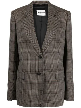 PLAID-CHECK SINGLE-BREASTED BLAZER