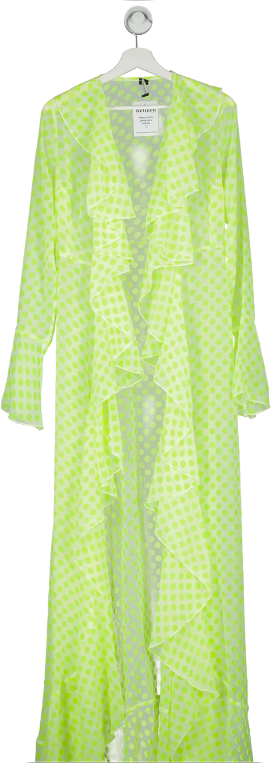 PrettyLittleThing Yellow Polka Dot Beach Robe UK 6