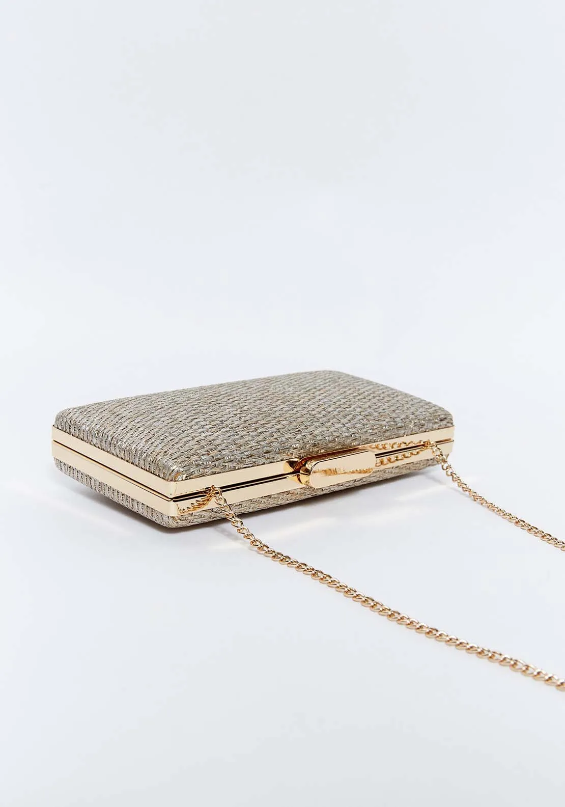 Raffia rectangular box - Gold