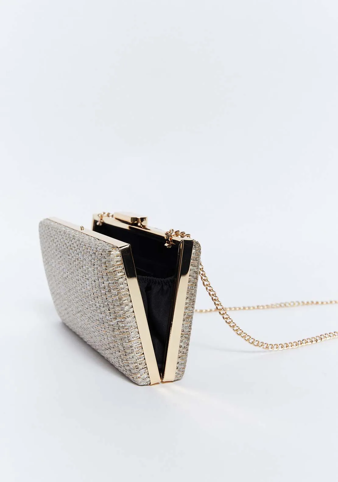 Raffia rectangular box - Gold