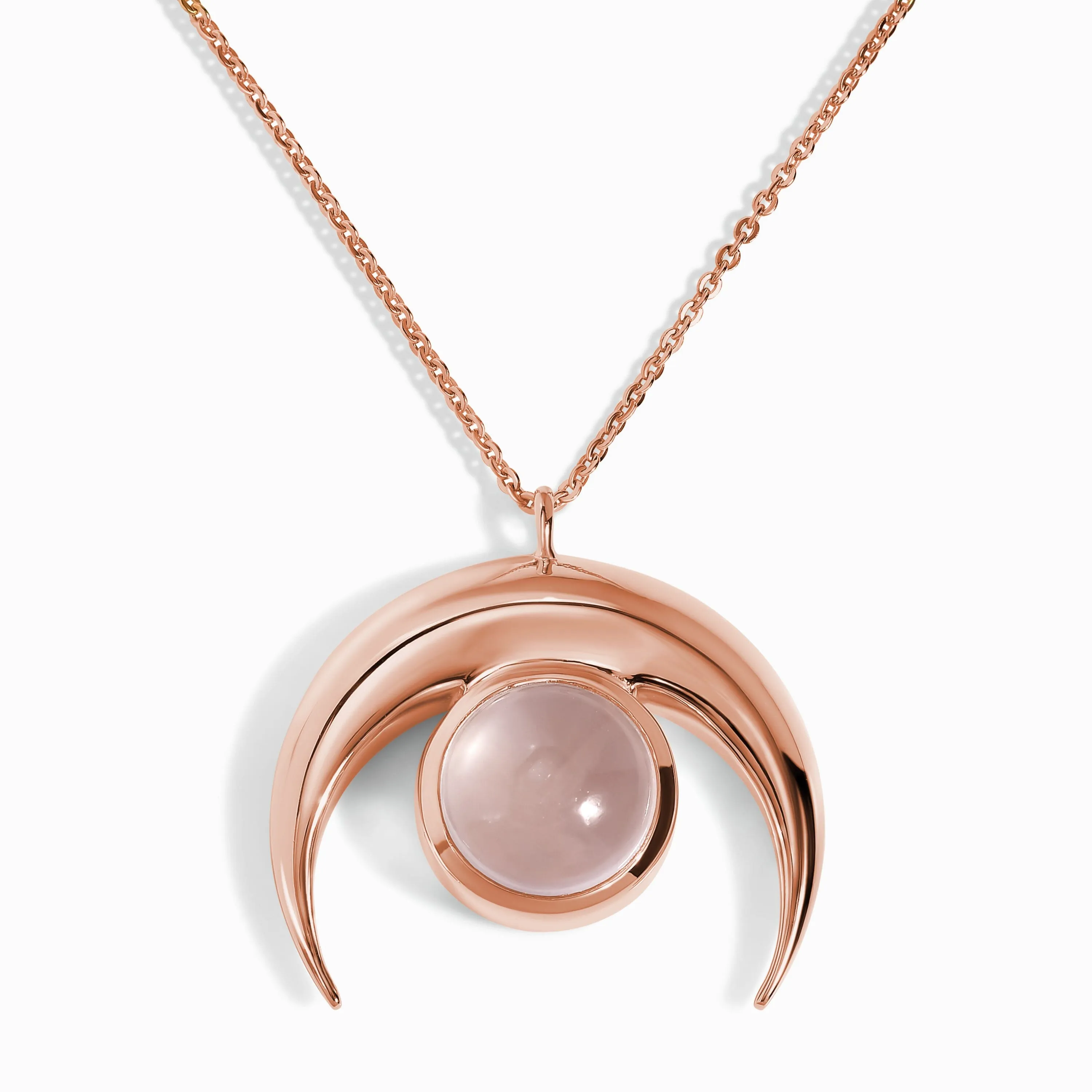 Rose Quartz Necklace - Crescent Moon