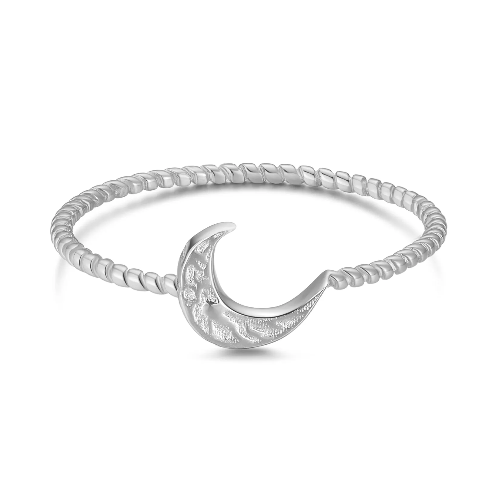 Silver Crescent Moon Dainty Ring