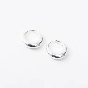 Silver Medium Crescent Click In Hoops