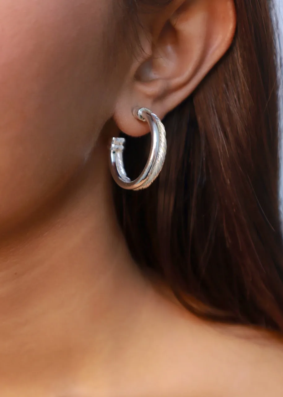 Silver - Twisted Hoops - Small