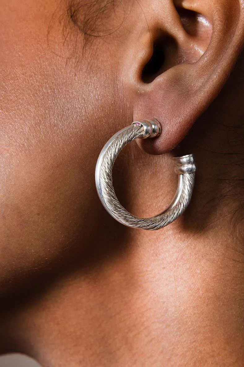 Silver - Twisted Hoops - Small