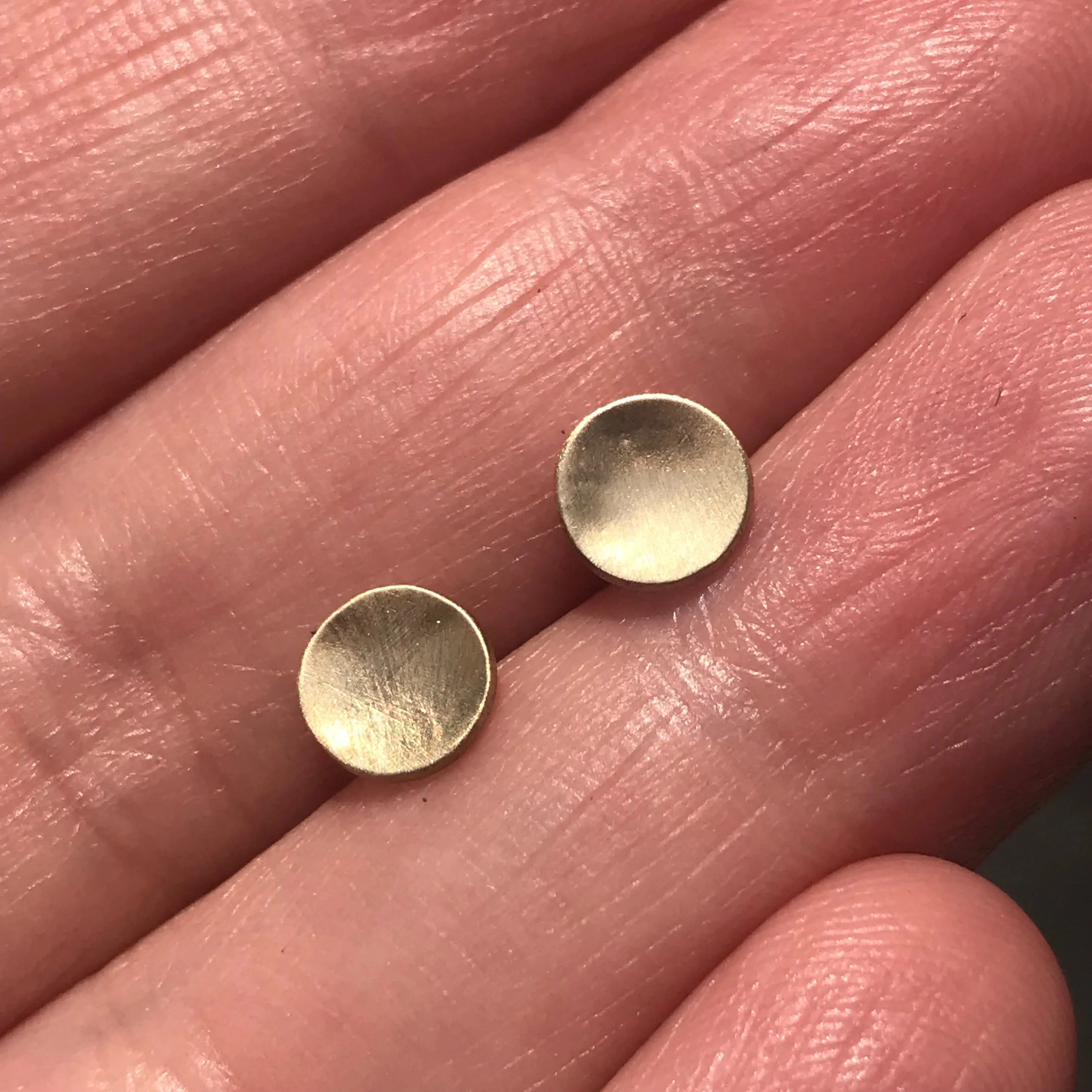 Small Concave Round Simple 14k Yellow Gold Studs Earrings, Ready to Ship