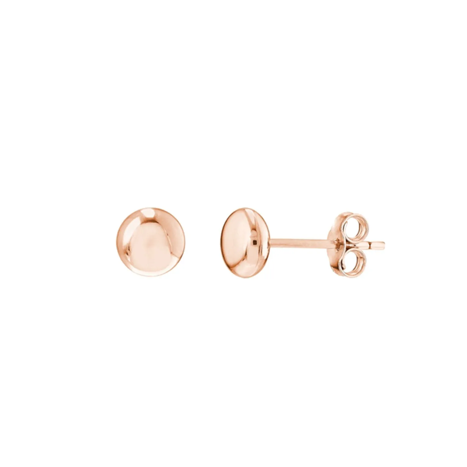 Small Flat Round Pebble Stud Earrings in Rose Gold