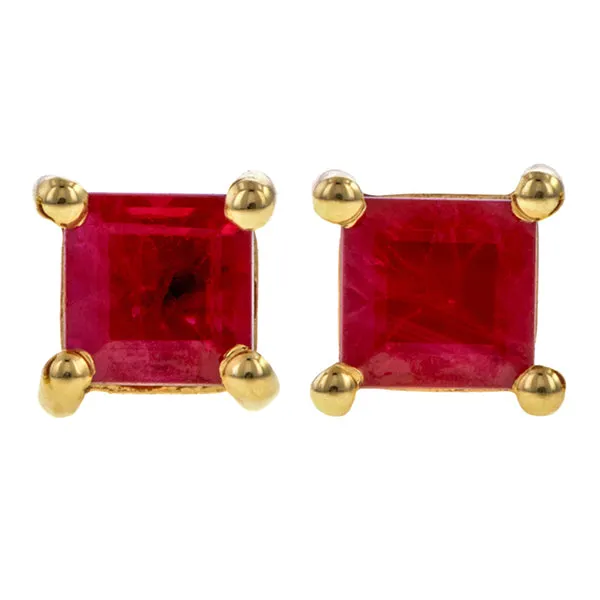 Square Gemstone Stud Earrings