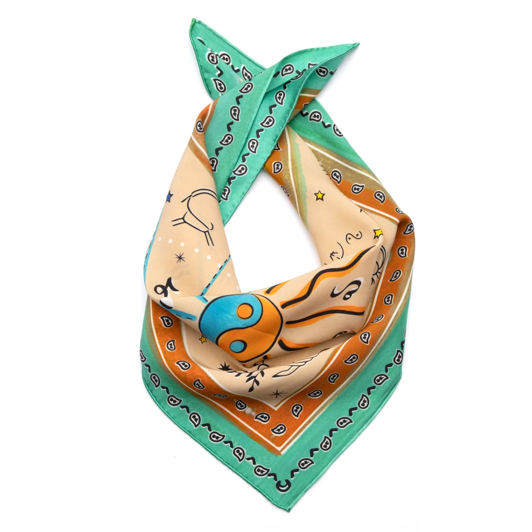 Turquoise Printed Square Scarf