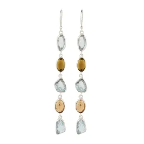 Vama | Crescent Earrings | Metal-Sterling Silver | Stone-Aquamarine   Tourmaline | Finish-Shiny