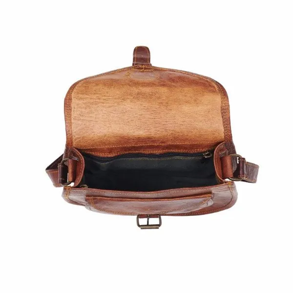 Vintage Leather Saddle Bag - Small