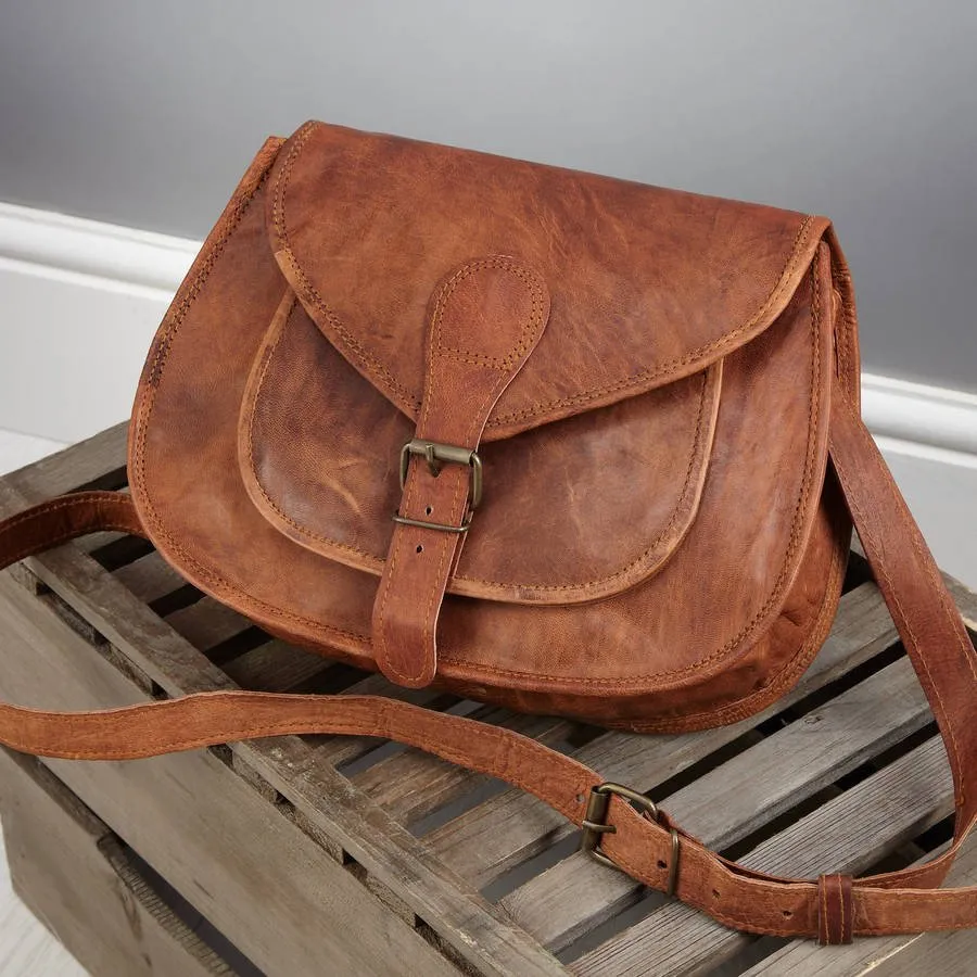 Vintage Leather Saddle Bag - Small