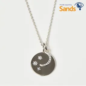 We will look for you in the stars Coin Necklace with Crescent Moon Charm