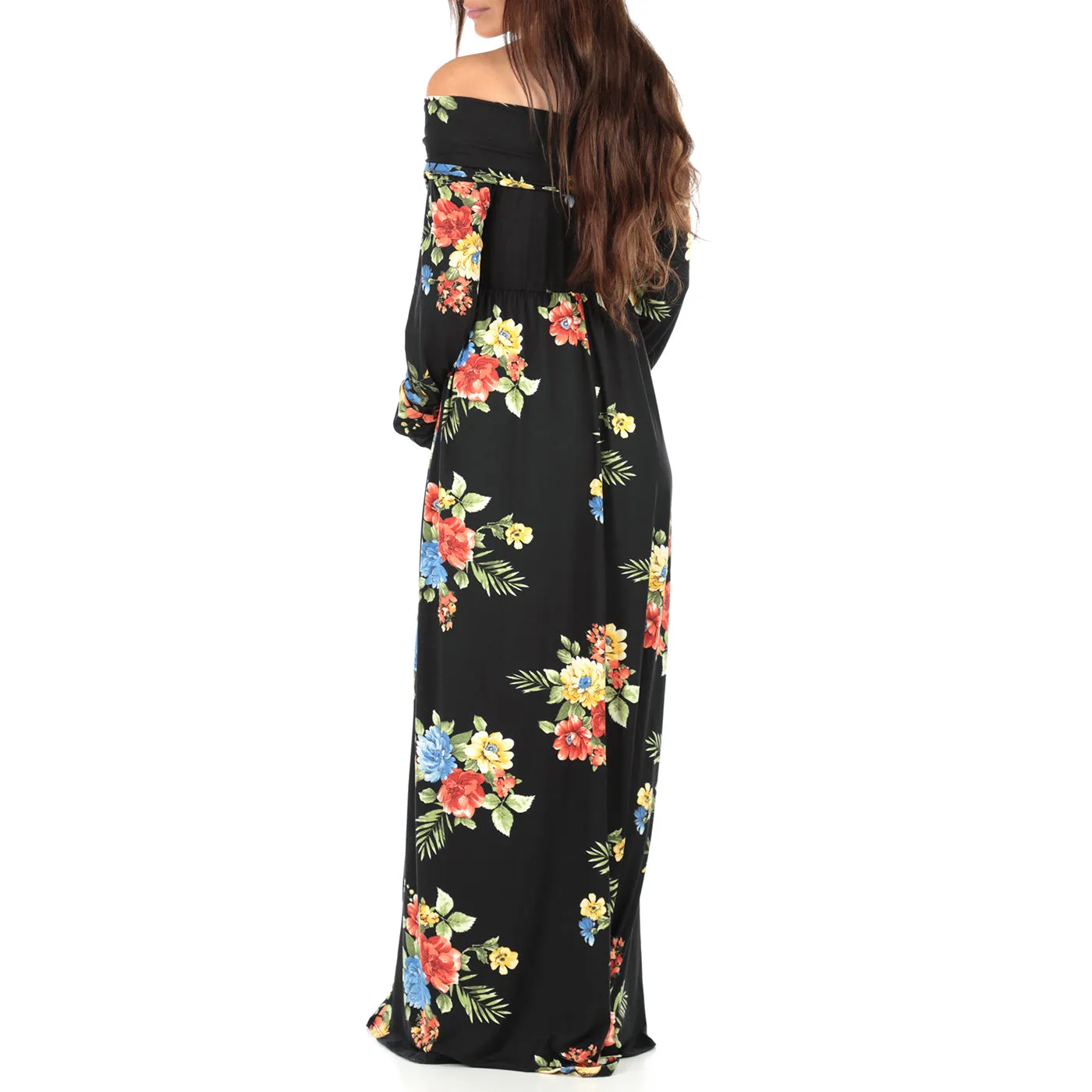 Women's Floral Over The Shoulder Ruched Maternity Dress