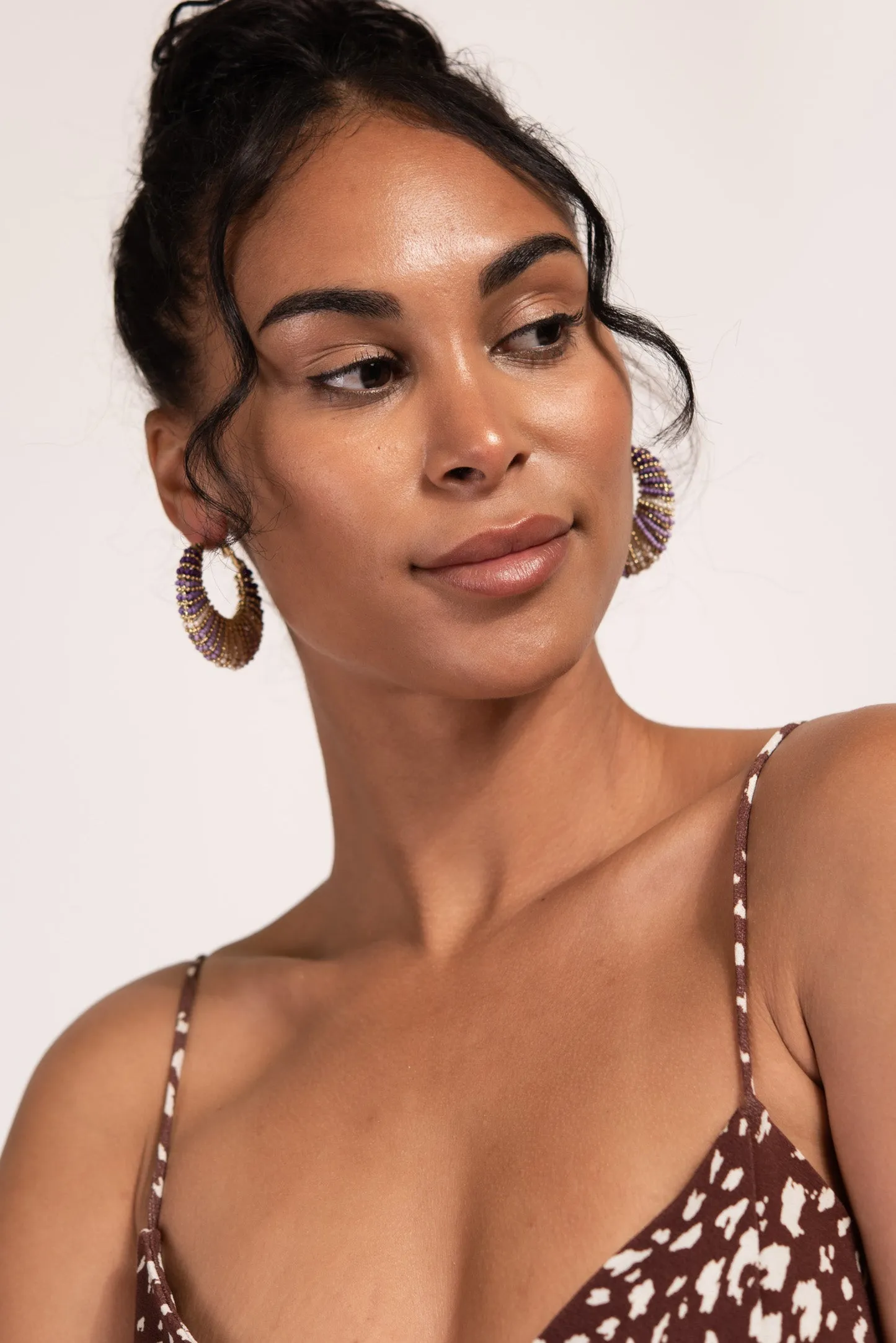 Zaria Beaded Boho Crescent Hoops