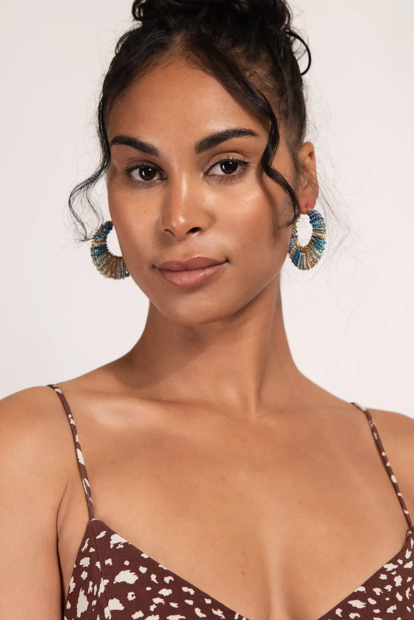 Zaria Beaded Boho Crescent Hoops